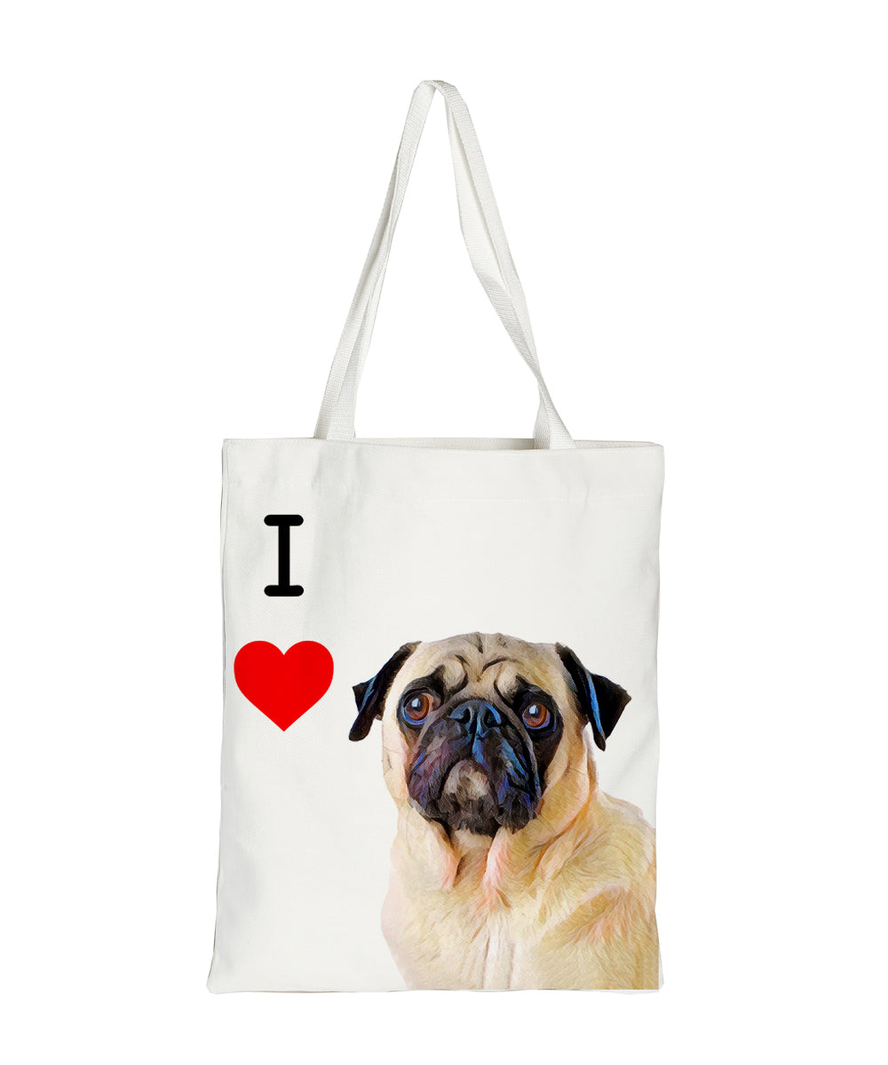 Kawaii Pug Pattern Canvas Bag Lightweight Shopping Grocery - Temu